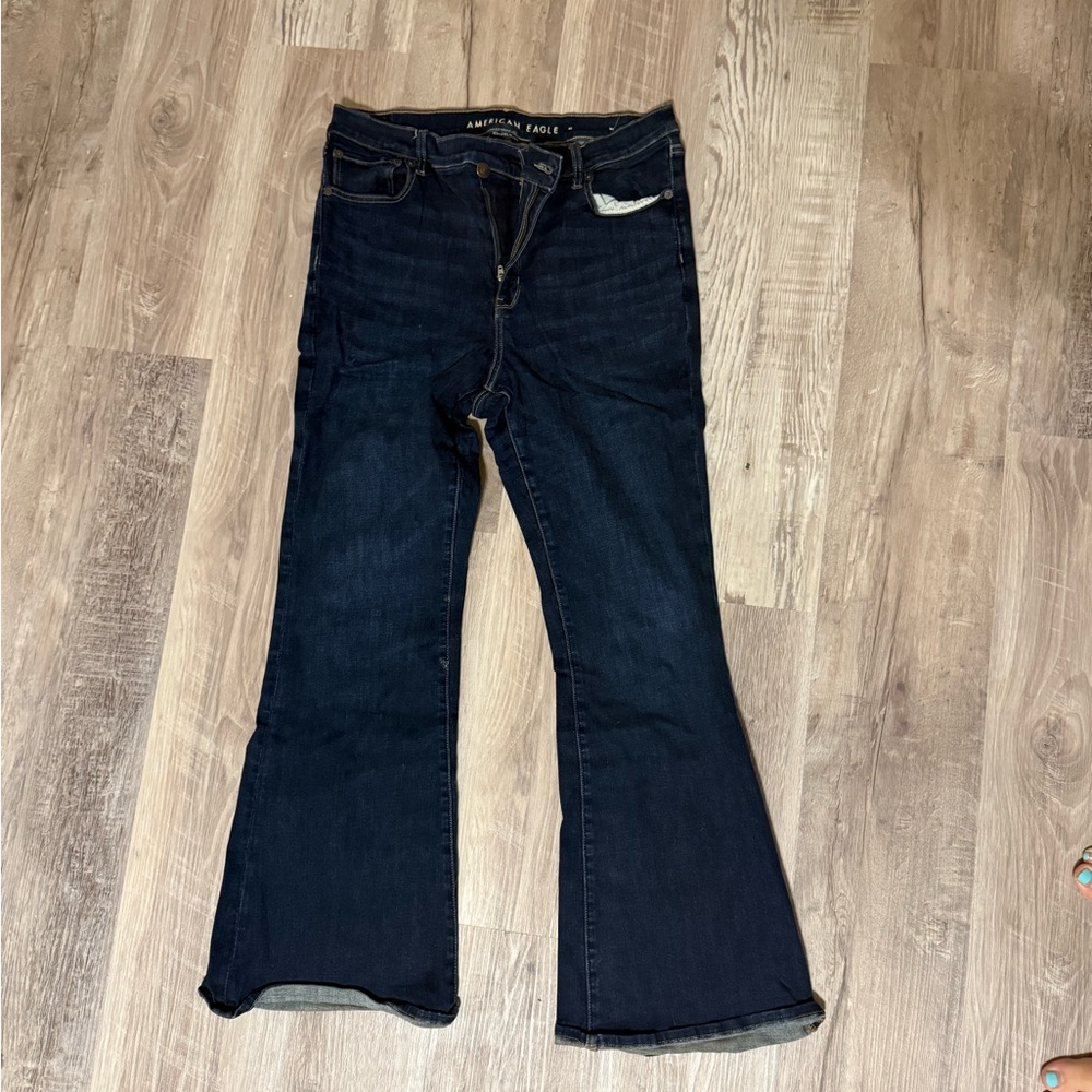 American Eagle Outfitters Women's Deep Indigo Flare Jeans